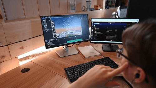 An image of an NLDS drone show designer working on a client's vision.