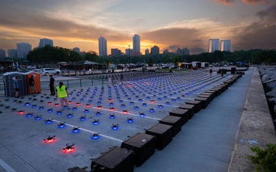 900 drones set up & ready to launch