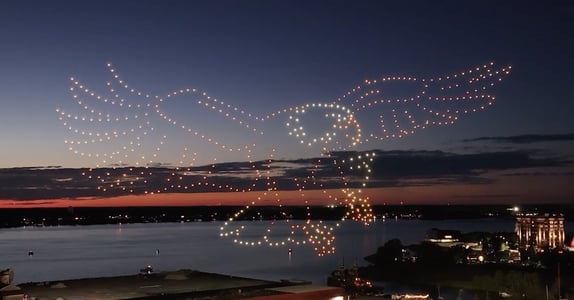 An image from the Celebration of Service NLDS drone show featuring an eagle.