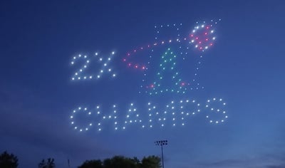 An image from the Kalamazoo Growlers show featuring a 2x Champs message. An image from the Kalamazoo Growlers show featuring a 2x Champs message.