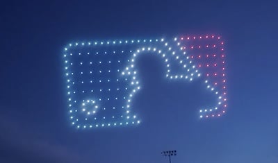 An image from the Kalamazoo Growlers show featuring the MLB logo. An image from the Kalamazoo Growlers show featuring the MLB logo.