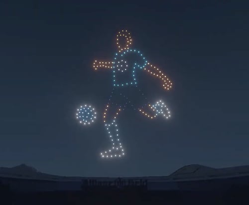 An image from the Minnesota United Football Club show featuring a kicker that was rendered prior to the show.