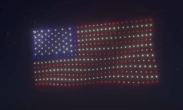 An image from an NLDS drone show featuring an American flag that appeared in the NLDS Milwaukee County 4th of July show. An image from an NLDS drone show featuring an American flag that appeared in the NLDS Milwaukee County 4th of July show.