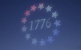 An image from an NLDS drone show featuring the year 1776 that appeared in the NLDS New Berlin Fourth of July show.