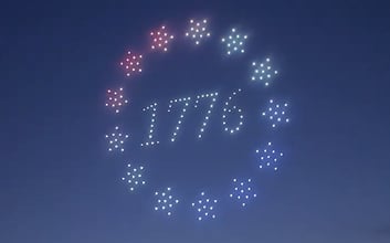 An image from an NLDS drone show featuring 1776 that appeared in the NLDS New Berlin Fourth of July show. An image from an NLDS drone show featuring 1776 that appeared in the NLDS New Berlin Fourth of July show.