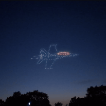 An image from an NLDS drone show featuring a jet that appeared in the NLDS New Berlin Fourth of July show. An image from an NLDS drone show featuring a jet that appeared in the NLDS New Berlin Fourth of July show.