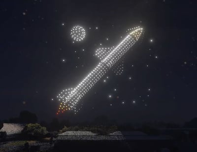 An image from the Silicon Valley Tesla Owners Club show featuring a rocket.