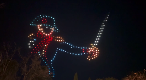 An image from an NLDS drone show that shows a mid-level complexity image.
