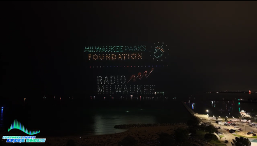 An image from an NLDS drone show depicting a "Thank-you-sponsors" section towards the end of a show. An image from an NLDS drone show depicting a "Thank-you-sponsors" section towards the end of a show.