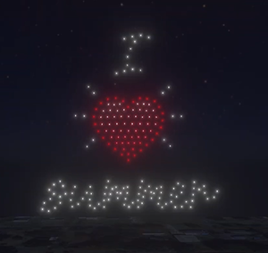 An image from an NLDS drone show depicting a medium number of drones.