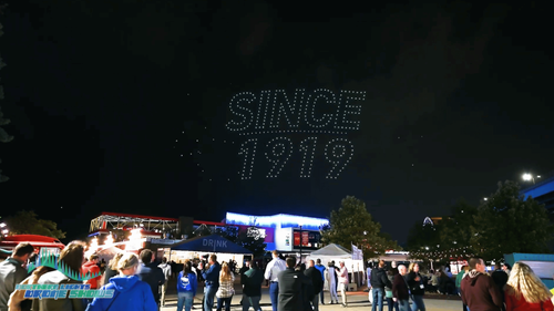 An image from the Baird NLDS drone show depicting the words "Since 1919."
