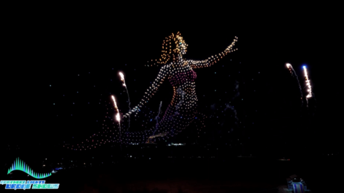 An image from an NLDS drone show demonstrating what 1,000 drones working together can accomplish.