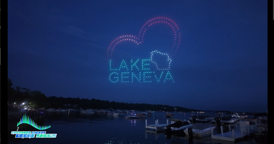 An image from the NLDS Lake Geneva show featuring the logo for Lake Geneva's 4th of July show.