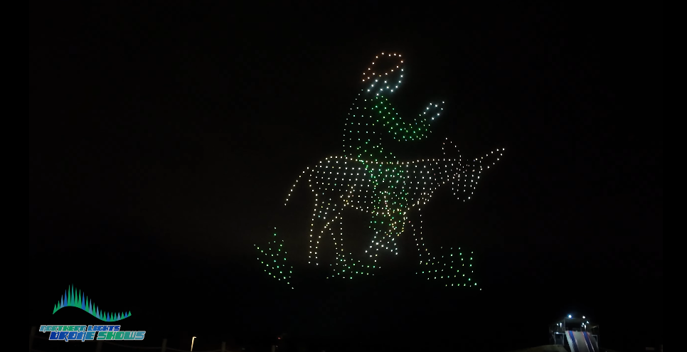 An image from an NLDS drone show featuring Jesus.