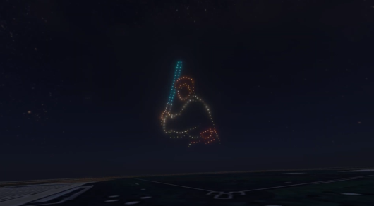 An image from an NLDS drone show depicting Luke Skywalker.