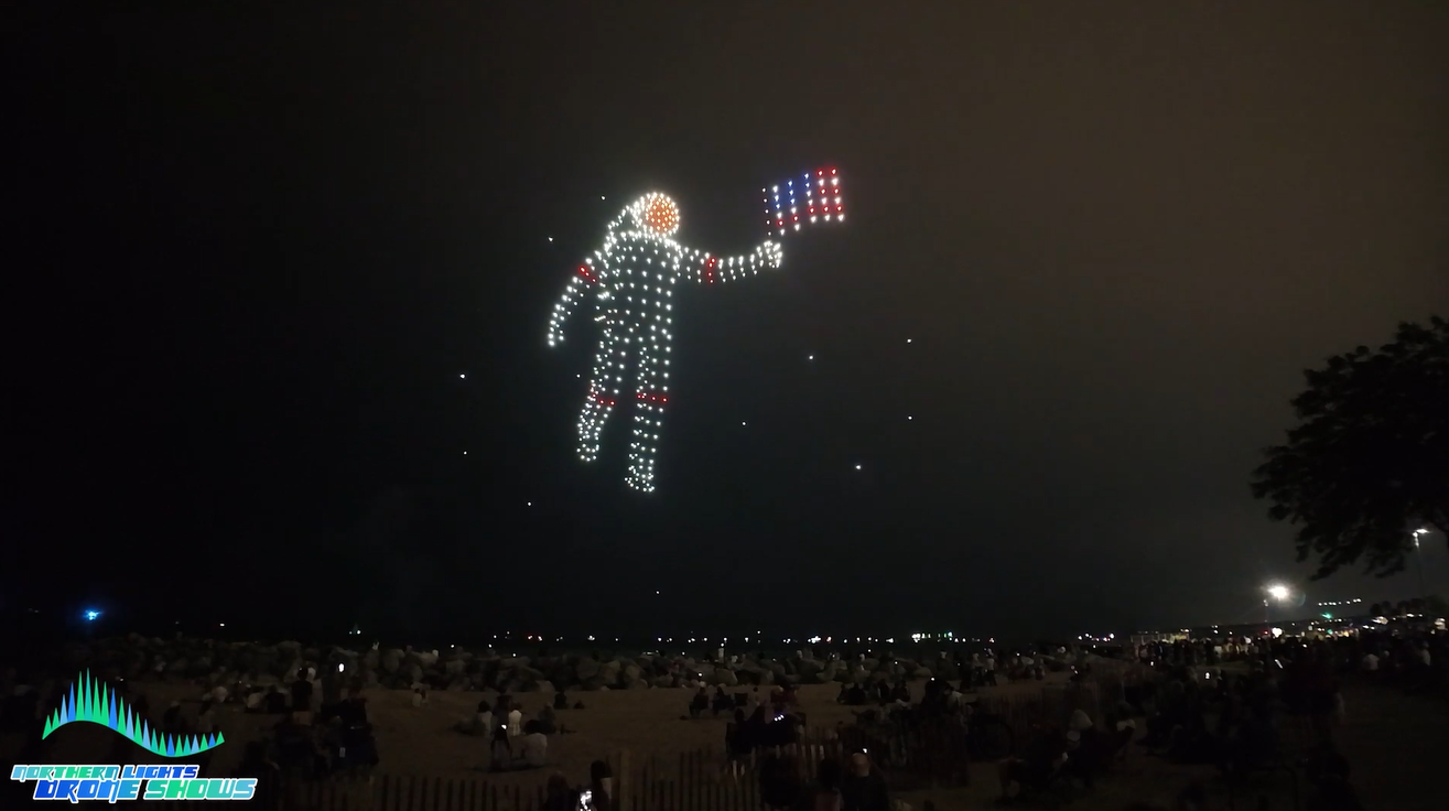 An image from an NLDS drone show depicting what over a thousand drones can look like.
