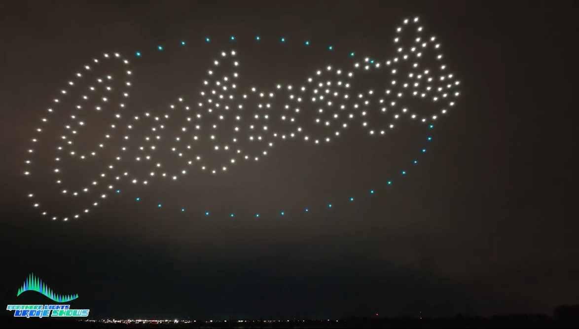 An image from an NLDS drone show depicting the Culver's logo.