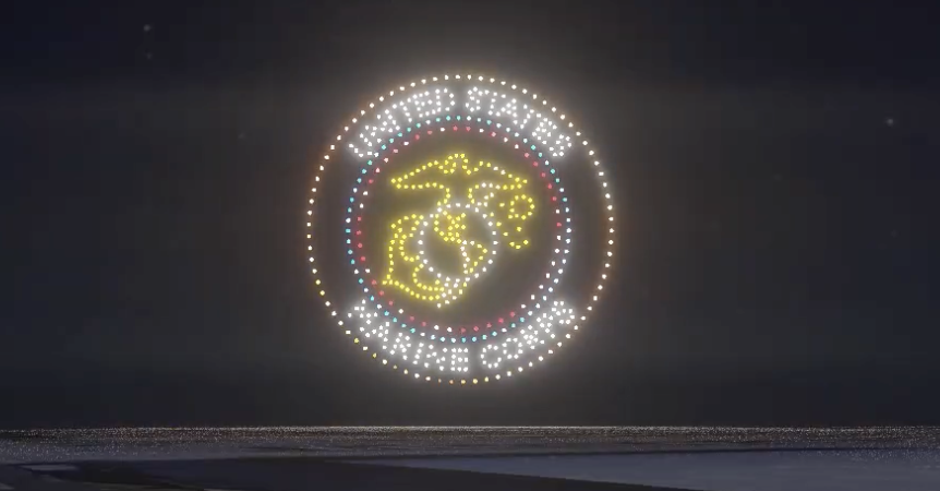 An image from the rendering of the Marine insignia for the Celebration of Service NLDS show.