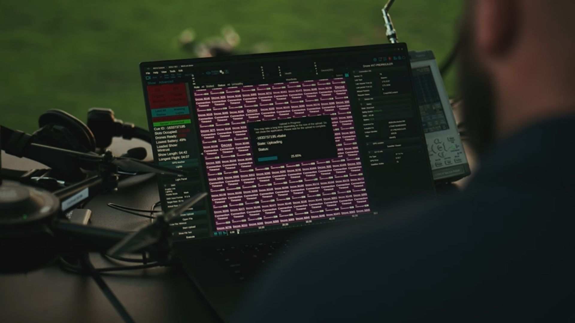 An image from prior to an NLDS drone show featuring the program that the pilots use.