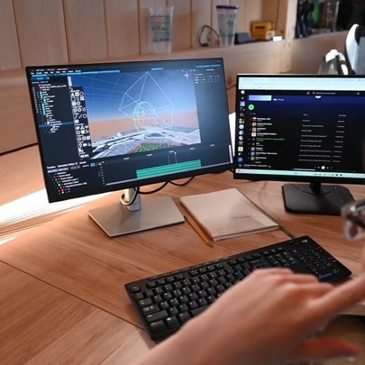 An image of an NLDS designer planning a drone show.