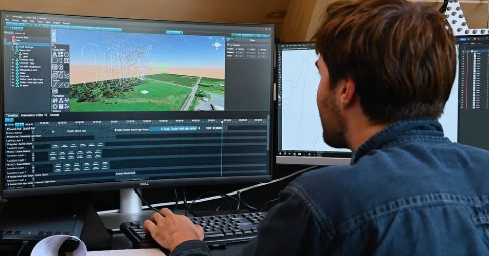 An image of an NLDS designer programming a drone show animation.