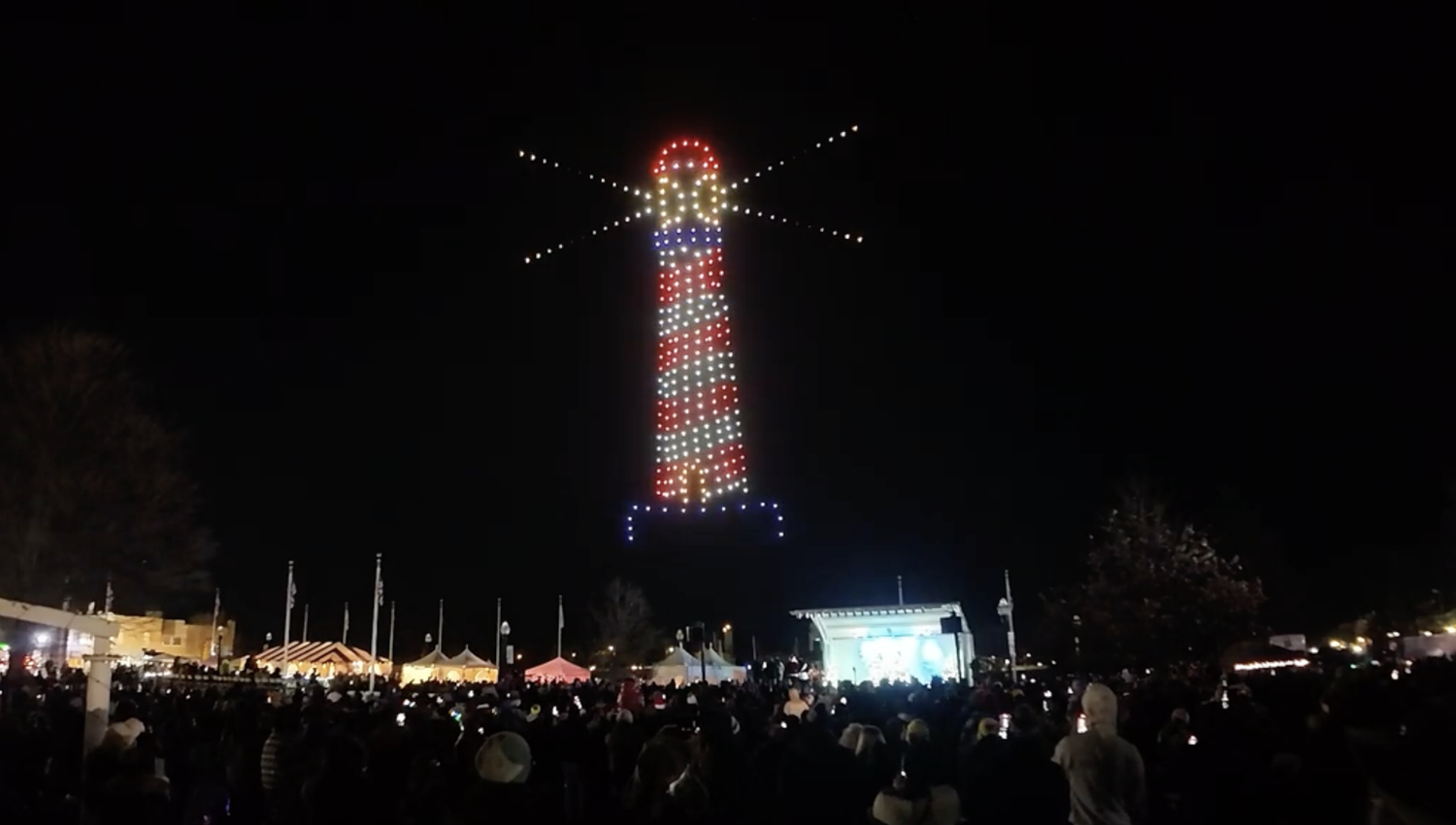 An image from the Kenosha Lightin' Up show featuring a lighthouse.