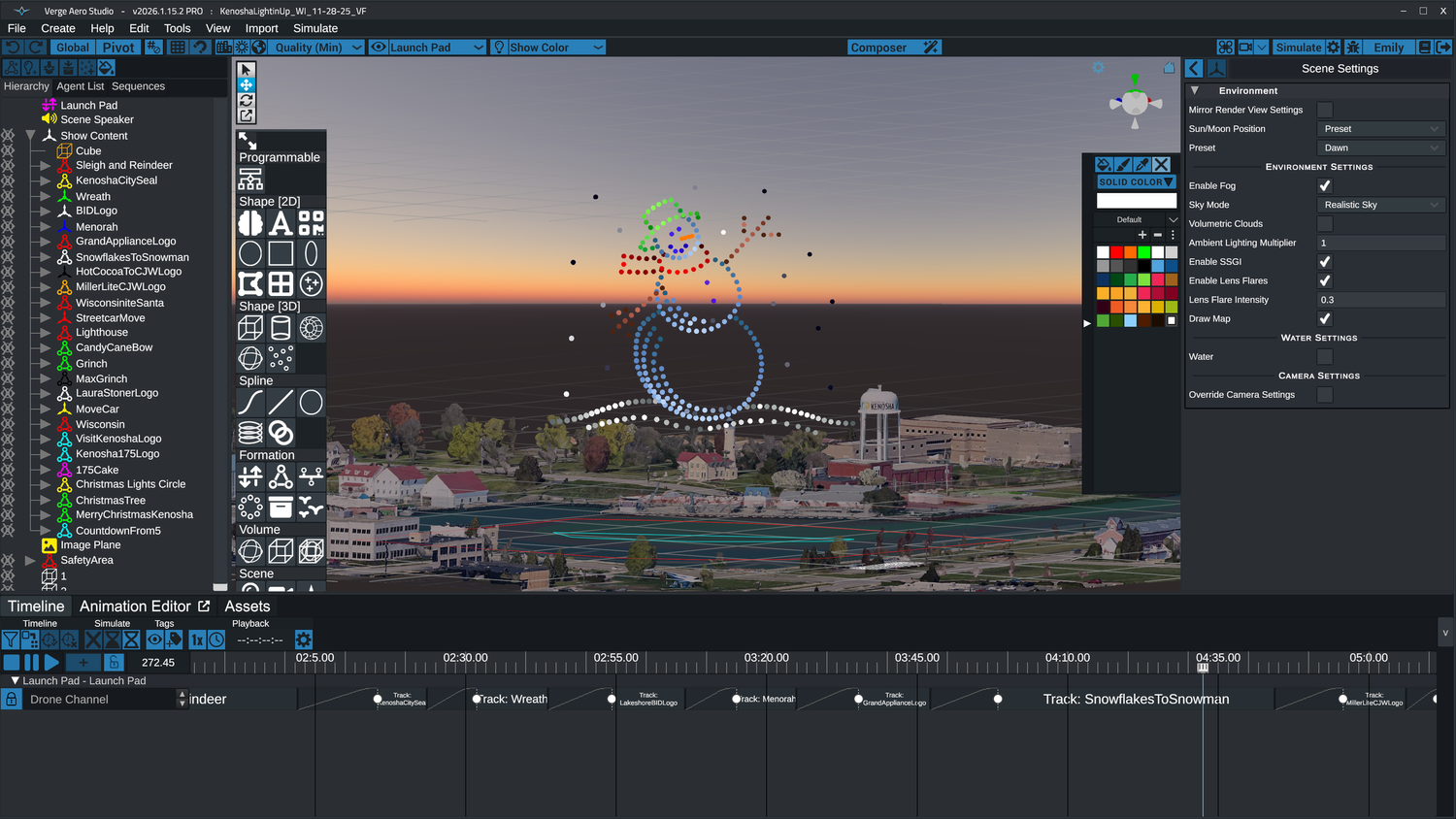 An image from the Kenosha Lightin' Up show featuring the rendering software.