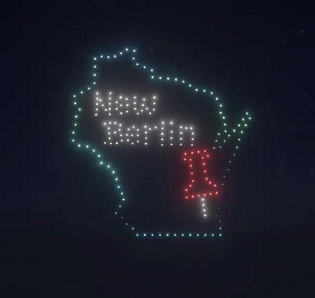An image of Wisconsin with a pin in New Berlin which displayed at the New Berlin NLDS show. An image of Wisconsin with a pin in New Berlin which displayed at the New Berlin NLDS show.