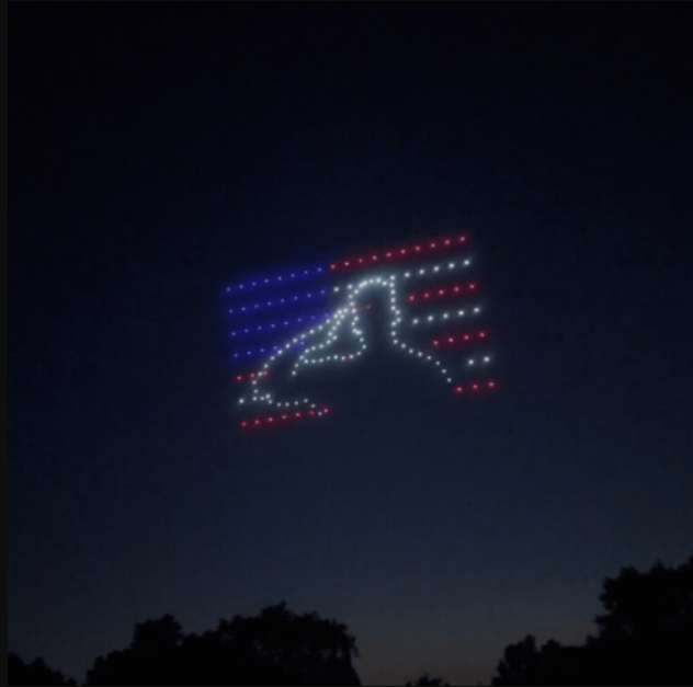 An image from the NLDS New Berlin show featuring a saluting soldier in front of a flag. An image from the NLDS New Berlin show featuring a saluting soldier in front of a flag.